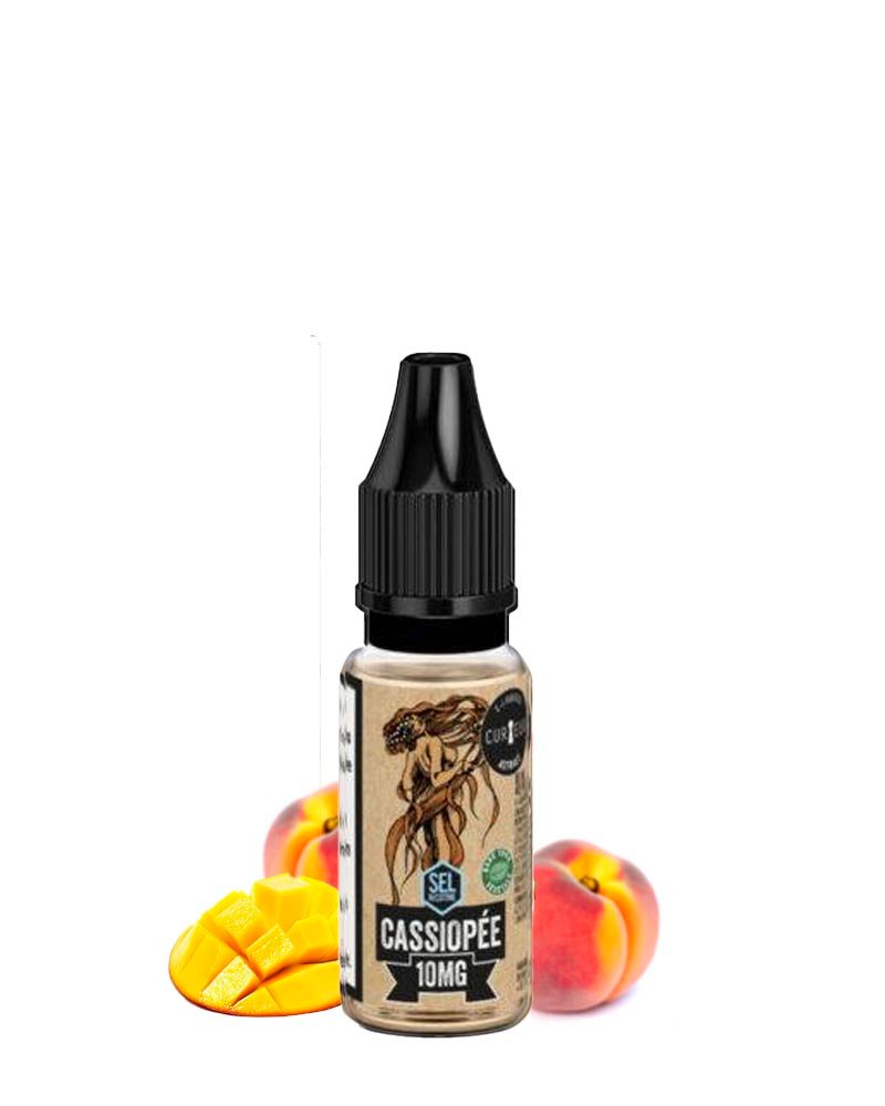 e-liquide-curieux-fruite-frais-sel-nicotine-cassiopee-mangue-peche-40-60-10-ml-10-20-mg CASSIOPÉE SALT - CURIEUX 10ML – Image 1