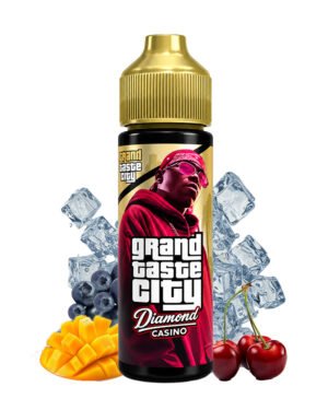 Flacon d'e-liquide Diamond Casino 50 ml de Grand Taste City, saveur mangue cassis cerise frais