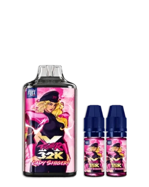 Puff Lady Shigeri 32K Fighter Fuel, rechargeable USB-C, fraise, grenade et pastèque