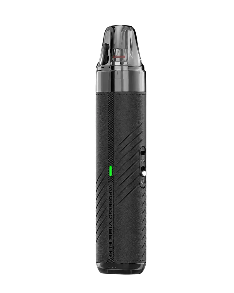 materiel-vaporesso-cigarette-electronique-kit-pod-vibe-se-2-4-5-ml-leather-black Kit pod Vibe SE 2 Vaporesso noir cuir, 1400 mAh et cartouche 4,5 ml